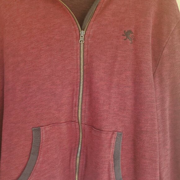 Express Men's Large Full Zip Burgundy Hoodie - Picture 5 of 8